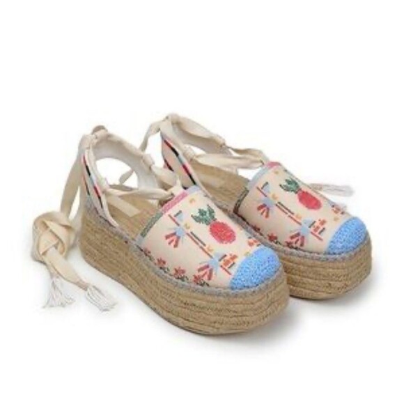 NWT Farm Rio Size 11 Paradise Bead Embellish Espadrille Platform $260 NEW - Picture 3 of 14